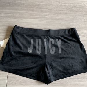 Juicy Couture Big Bling Velour Track Shorts Women's sz XXL Black Y2k Rhinestone